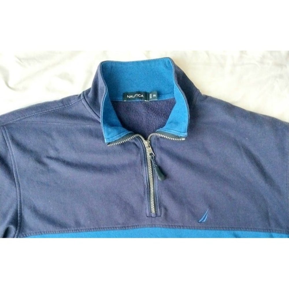 Nautica Men’s 1/4 Zip Navy Blue Pullover Sweater XXL - Picture 3 of 4